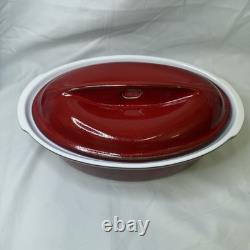 Casserole ovale rouge vintage Emile Henry avec couvercle faitout #107 2 qt 10,5 x 6,75