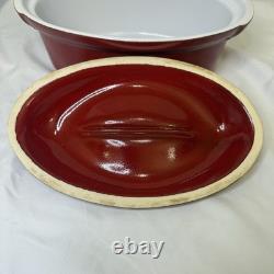 Casserole ovale rouge vintage Emile Henry avec couvercle faitout #107 2 qt 10,5 x 6,75