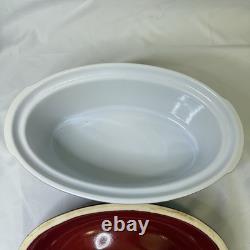 Casserole ovale rouge vintage Emile Henry avec couvercle faitout #107 2 qt 10,5 x 6,75