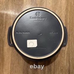 Cocotte En Fonte Emile Henry 4,5 Quart Avec Couvercle, Céramique, Fabriquée À La Main En France, Bleu Mat