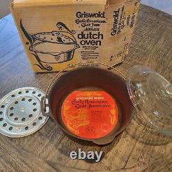 Cocotte Griswold Ware de 5 litres avec boîte, couvercle, trépied et publicité papier