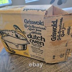 Cocotte Griswold Ware de 5 litres avec boîte, couvercle, trépied et publicité papier