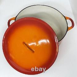 Cocotte Hollandaise vintage Descoware en fonte avec couvercle, flamme orange, 2-F 12 P FE Belgique