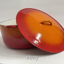 Cocotte Hollandaise vintage Descoware en fonte avec couvercle, flamme orange, 2-F 12 P FE Belgique