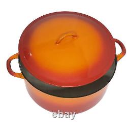 Cocotte Hollandaise vintage Descoware en fonte avec couvercle, flamme orange, 2-F 12 P FE Belgique