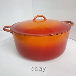 Cocotte Hollandaise vintage Descoware en fonte avec couvercle, flamme orange, 2-F 12 P FE Belgique