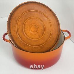 Cocotte Hollandaise vintage Descoware en fonte avec couvercle, flamme orange, 2-F 12 P FE Belgique