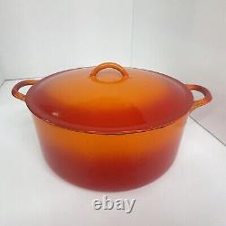 Cocotte Hollandaise vintage Descoware en fonte avec couvercle, flamme orange, 2-F 12 P FE Belgique