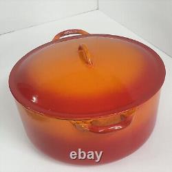 Cocotte Hollandaise vintage Descoware en fonte avec couvercle, flamme orange, 2-F 12 P FE Belgique