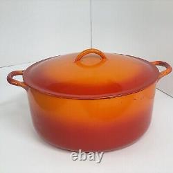 Cocotte Hollandaise vintage Descoware en fonte avec couvercle, flamme orange, 2-F 12 P FE Belgique