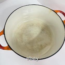 Cocotte Hollandaise vintage Descoware en fonte avec couvercle, flamme orange, 2-F 12 P FE Belgique