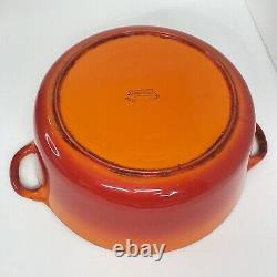 Cocotte Hollandaise vintage Descoware en fonte avec couvercle, flamme orange, 2-F 12 P FE Belgique