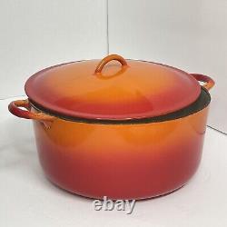 Cocotte Hollandaise vintage Descoware en fonte avec couvercle, flamme orange, 2-F 12 P FE Belgique