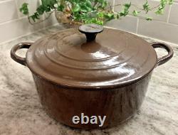 Cocotte Le Creuset Vintage Modèle D (22) 3,5 L Marron avec Couvercle Fendu
