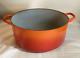 Cocotte Le Creuset En Fonte Orange Flamme Vintage De 6,5 Litres Sans Couvercle