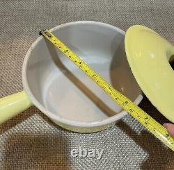 Cocotte Le Creuset vintage avec couvercle, casserole #16 avec couvercle, 2 poêles, jaune