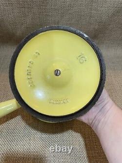 Cocotte Le Creuset vintage avec couvercle, casserole #16 avec couvercle, 2 poêles, jaune