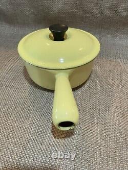 Cocotte Le Creuset vintage avec couvercle, casserole #16 avec couvercle, 2 poêles, jaune