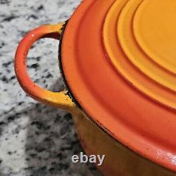 Cocotte Le Creuset vintage avec couvercle, couleur flamme orange, 7,25 litres