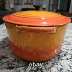 Cocotte Le Creuset vintage avec couvercle, couleur flamme orange, 7,25 litres