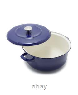 Cocotte Ronde en Fonte Émaillée Artisanale Européenne de 7QT avec Couvercle, Coba