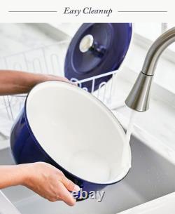 Cocotte Ronde en Fonte Émaillée Artisanale Européenne de 7QT avec Couvercle, Coba