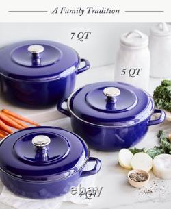 Cocotte Ronde en Fonte Émaillée Artisanale Européenne de 7QT avec Couvercle, Coba