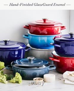 Cocotte Ronde en Fonte Émaillée Artisanale Européenne de 7QT avec Couvercle, Coba