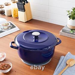 Cocotte Ronde en Fonte Émaillée Artisanale Européenne de 7QT avec Couvercle, Coba