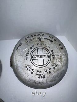Cocotte Tite-Top Griswold Vintage en fonte d'aluminium et couvercle #8, A465C