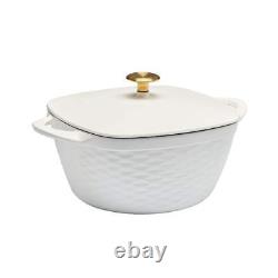 Cocotte carrée néerlandaise blanc mat 7 litres en fonte émaillée couverte de porcelaine