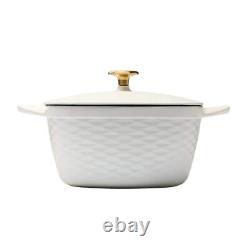 Cocotte carrée néerlandaise blanc mat 7 litres en fonte émaillée couverte de porcelaine