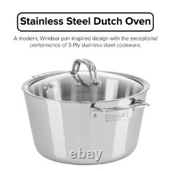Cocotte en acier inoxydable Viking 5,2 Qt avec couvercle en verre, compatible induction, résiste jusqu'à 600 °F