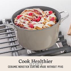 Cocotte en céramique antiadhésive Premier de 7 L avec couvercle, gris champignon