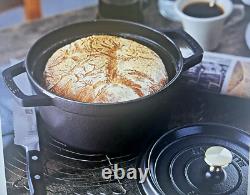 Cocotte en fonte 4 qt ronde, fabriquée en France, pour 3-4 personnes, noir mat
