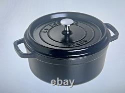 Cocotte en fonte 4 qt ronde, fabriquée en France, pour 3-4 personnes, noir mat