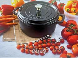 Cocotte en fonte 4 qt ronde, fabriquée en France, pour 3-4 personnes, noir mat