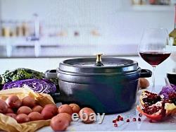 Cocotte en fonte 4 qt ronde, fabriquée en France, pour 3-4 personnes, noir mat