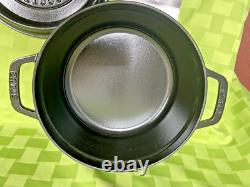 Cocotte en fonte 4 qt ronde, fabriquée en France, pour 3-4 personnes, noir mat