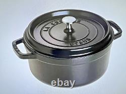 Cocotte en fonte 4 qt ronde, fabriquée en France, pour 3-4 personnes, noir mat
