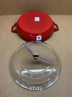 Cocotte en fonte STAUB 3,5 qt avec couvercle en verre cerise