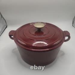 Cocotte en fonte STAUB vintage de 5 pintes, couleur cranberry, d’occasion, avec revêtement émaillé