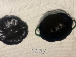 Cocotte en fonte Staub 3,5 qt, Citrouille, avec bouton en acier inoxydable, Basilic