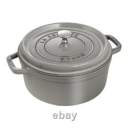 Cocotte en fonte Staub 5 qt, ronde profonde, faitout gris granit