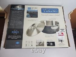 Cocotte en fonte à 5 couches Viking de 5 litres avec couvercle, casserole en acier inoxydable dur, neuve, de marque