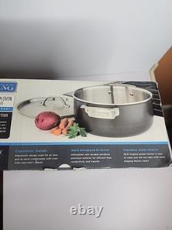 Cocotte en fonte à 5 couches Viking de 5 litres avec couvercle, casserole en acier inoxydable dur, neuve, de marque