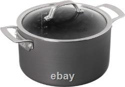 Cocotte en fonte antiadhésive, pot de cuisson de 6 quarts en aluminium anodisé dur avec couvercle en verre