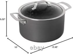Cocotte en fonte antiadhésive, pot de cuisson de 6 quarts en aluminium anodisé dur avec couvercle en verre