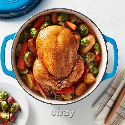 Cocotte en fonte avec couvercle, émaillée, ronde, à double poignée, robuste, La