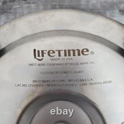 Cocotte en fonte de 5 Qt avec cuiseur lent à noyau liquide de Lifetime Electric, couvercle en acier inoxydable